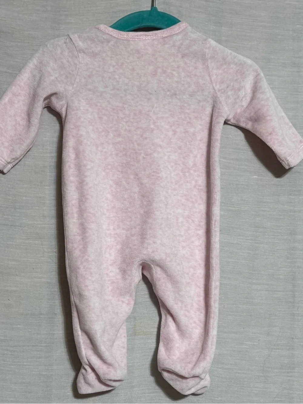 Sterling Baby 3M Pink Velour Hello I Am New Here Footed Sleeper